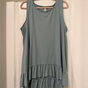 Zenana Outfitters Sleeveless Top with Ruffle Hem - Deep Sea Green